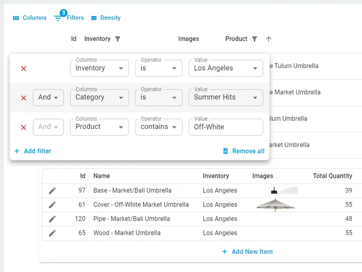 Filter bundles inventory management