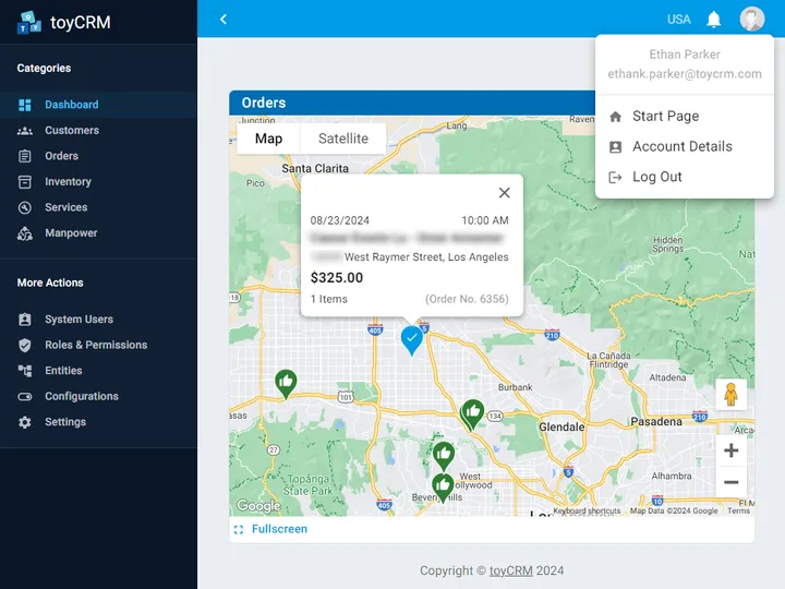 Map widget visualize orders