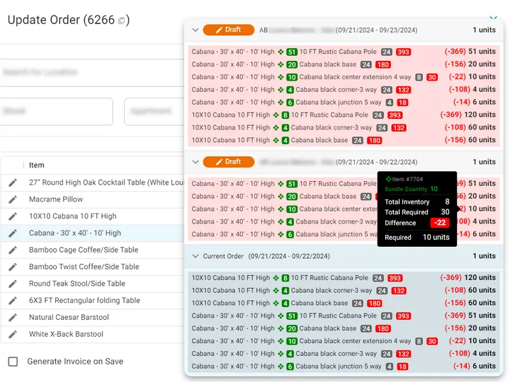 Intuitive interface easily shows complex item bundle conflicts